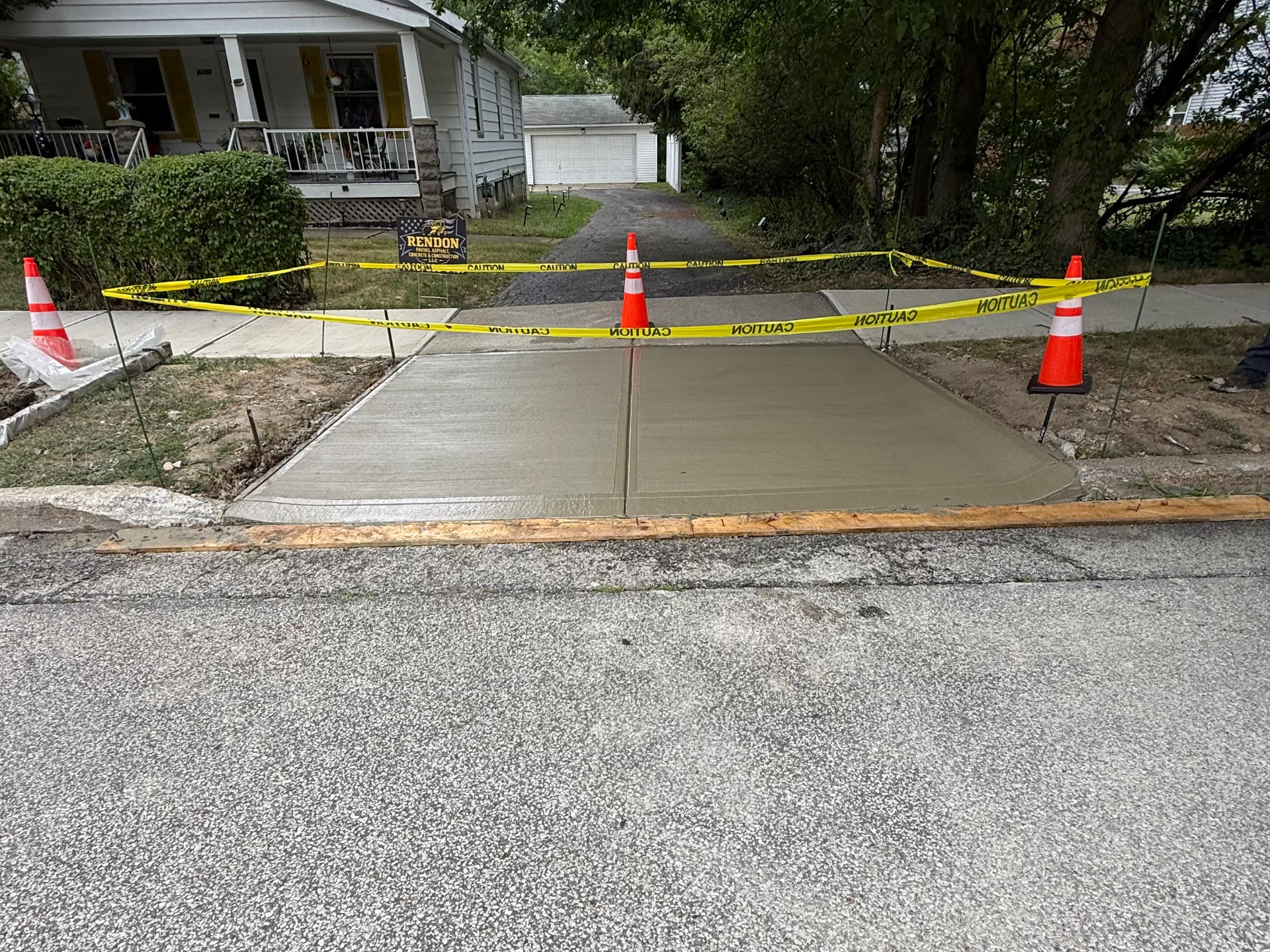 Freshly poured concrete driveway apron in South Euclid, Ohio